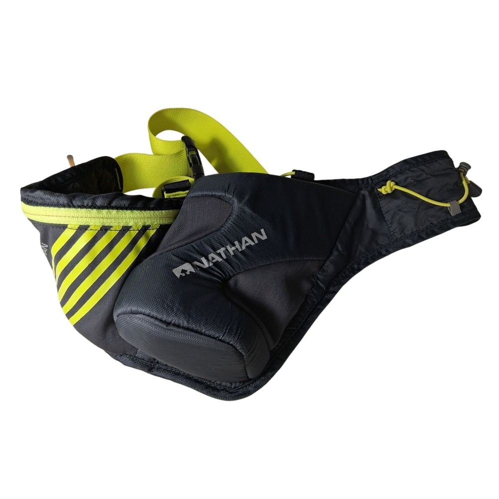 Nathan Hydration Running Belt Black Neon Yellow Waist Pack Bottle Holster Hipbag
